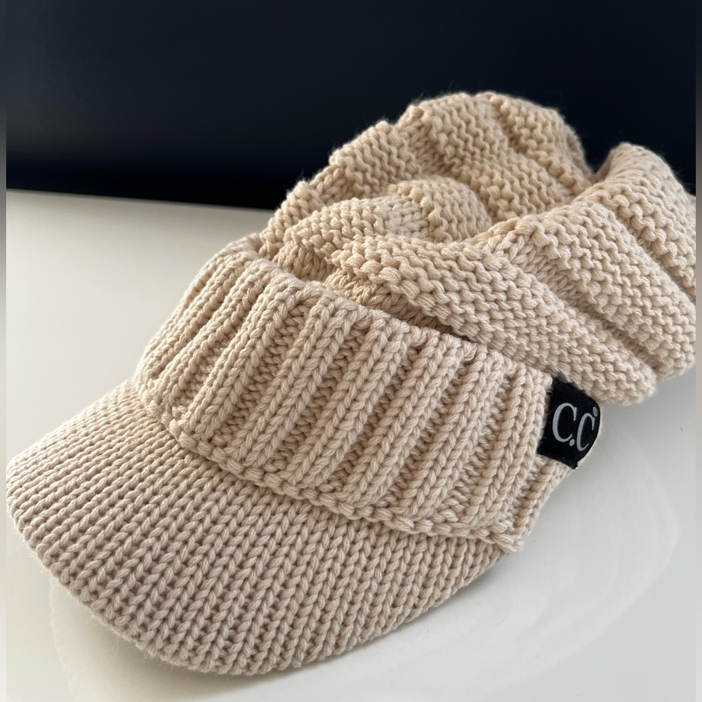 C.C knit hat with visor.